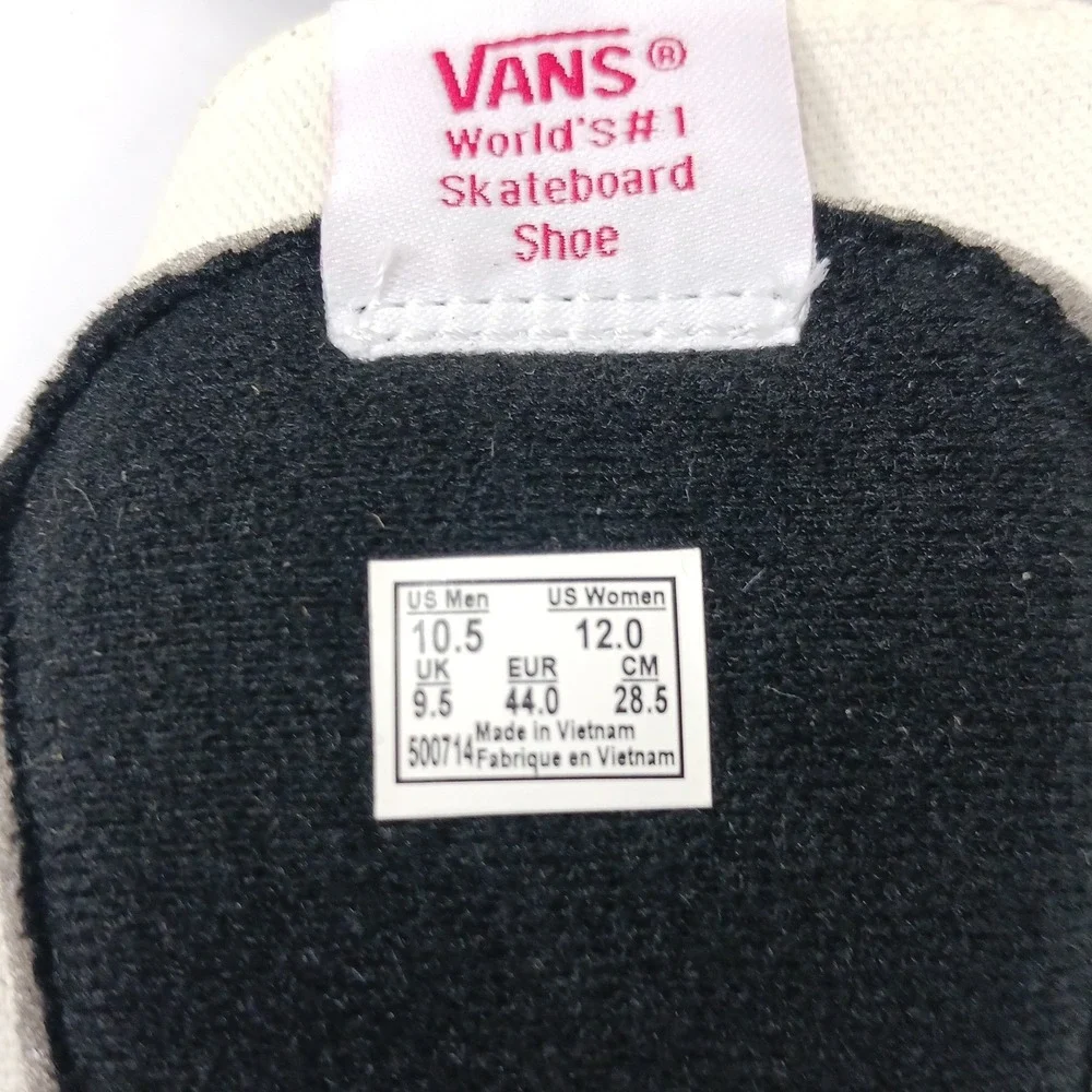 Vans Sk8-Hi Black White Suede Canvas High Top Skate Shoes Mens 10.5 Womens 12